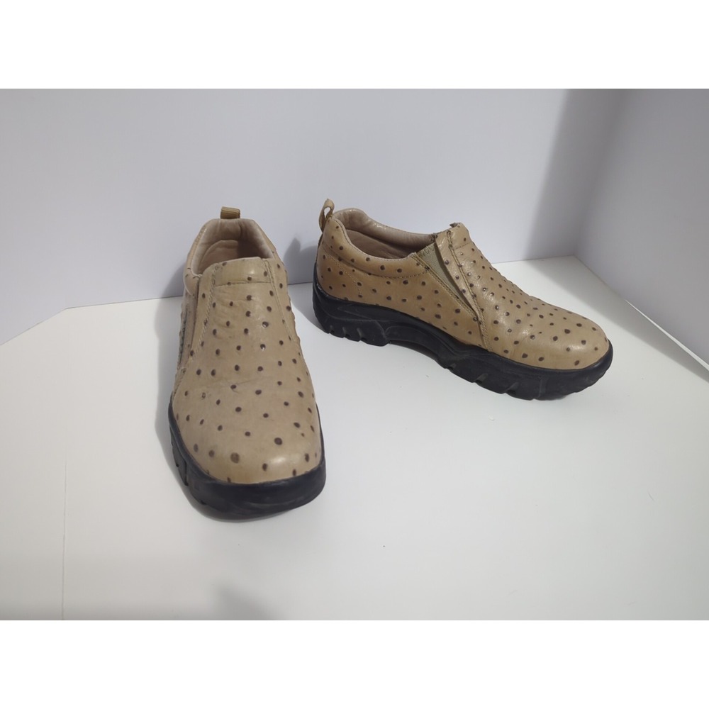 Roper Mens Faux Ostrich Performance Slip On Tan Casual Shoes Size 9.5